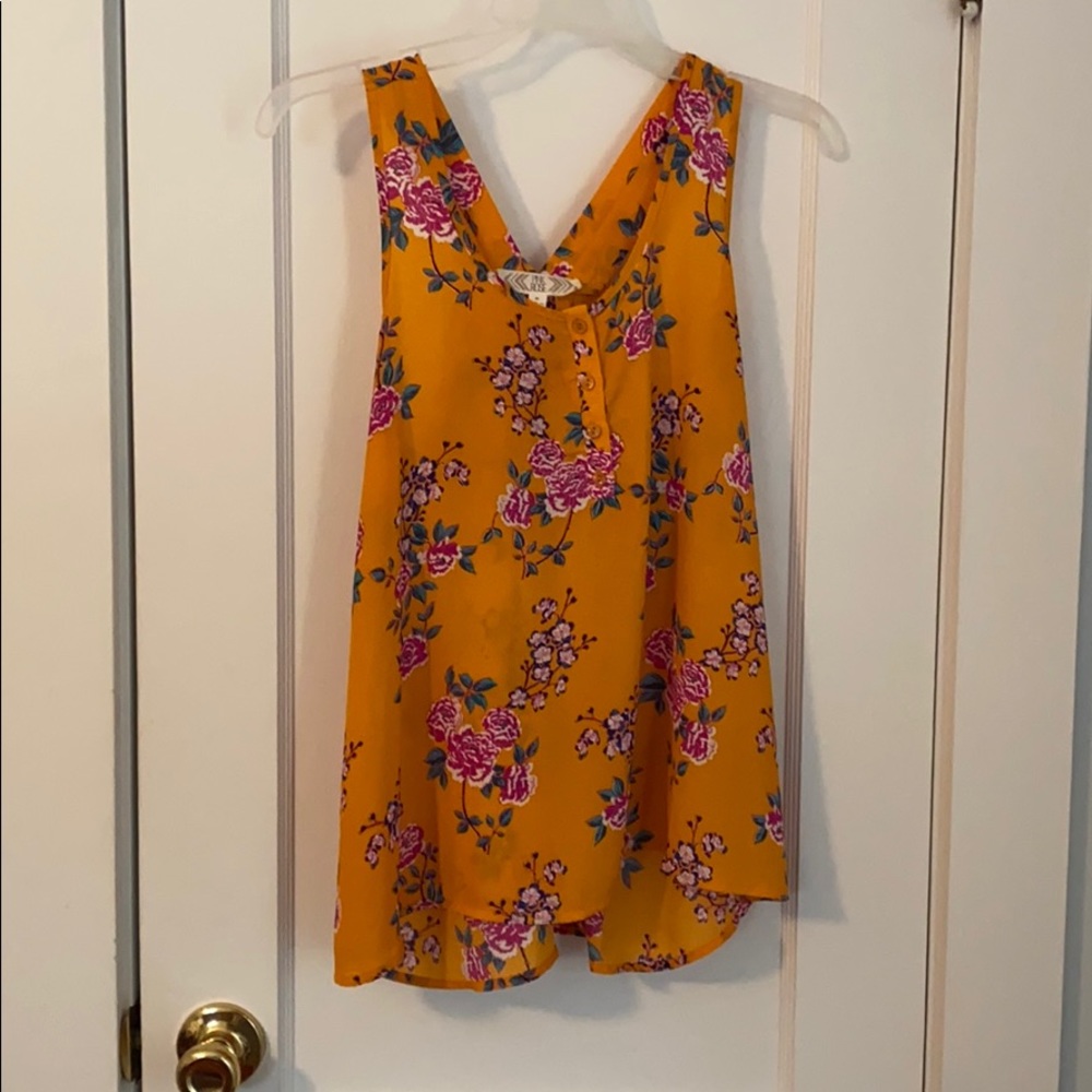 Orange with pink flowers tank